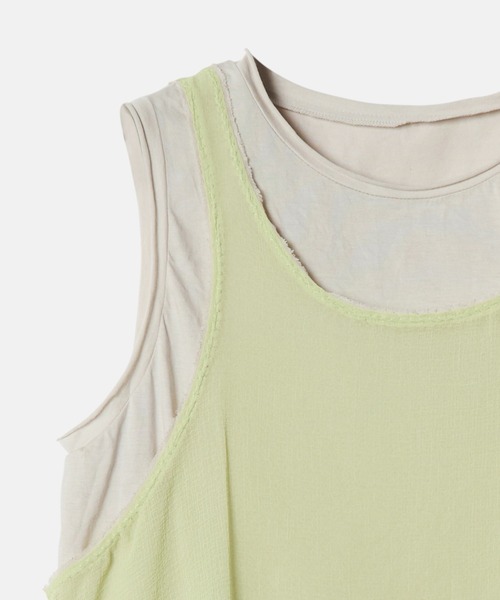 LE CIEL BLEU(ルシェルブルー)の「シフォン x コットンタンクトップ / Chiffon x Cotton Tank Top(Tシャツ/カットソー・レディース・オフホワイト/ブラック/ライトグリーン・36)」の19枚目の写真