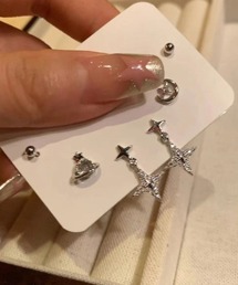 【MASHIRO】スターダストドロップY2Kモチーフピアス6点セット(MA)