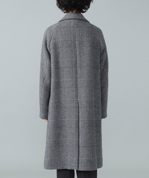 hevo / SURB ウールナイロン グレンチェック ダブルブレスト コート