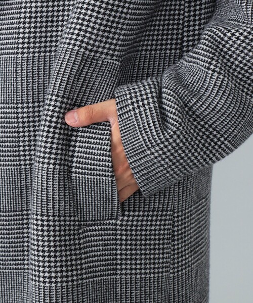 hevo / SURB ウールナイロン グレンチェック ダブルブレスト コート