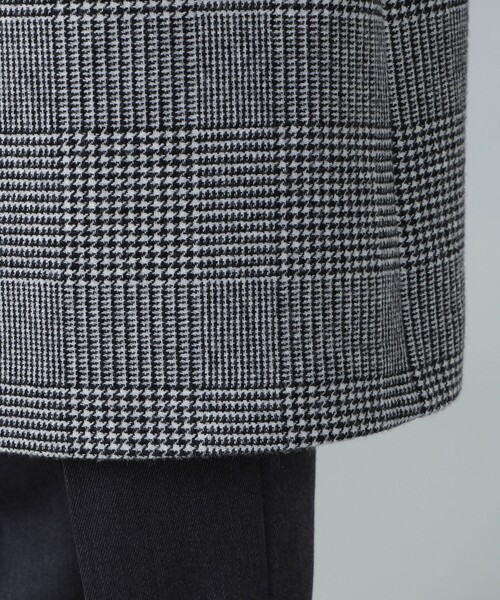 hevo / SURB ウールナイロン グレンチェック ダブルブレスト コート