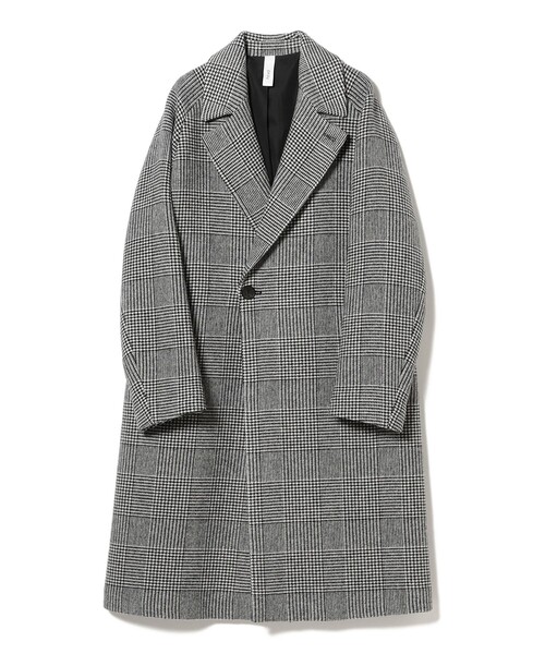 hevo / SURB ウールナイロン グレンチェック ダブルブレスト コート