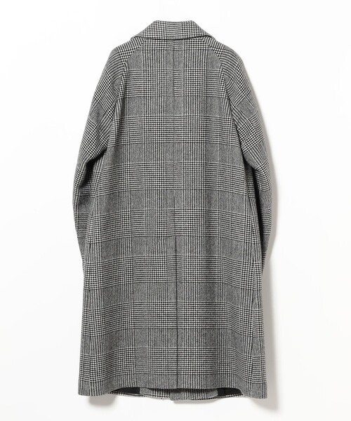 hevo / SURB ウールナイロン グレンチェック ダブルブレスト コート
