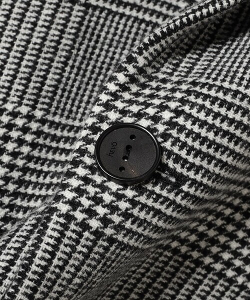 hevo / SURB ウールナイロン グレンチェック ダブルブレスト コート