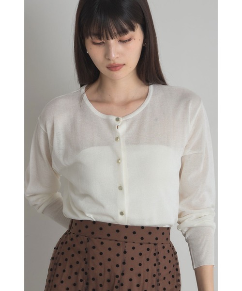 &. NOSTALGIA(アンドドットノスタルジア)の「UVクルーネックシアーカーディガン(ニット/セーター・レディース・オフホワイト/ブルー/グレー/ピンク・M)」の3枚目の写真