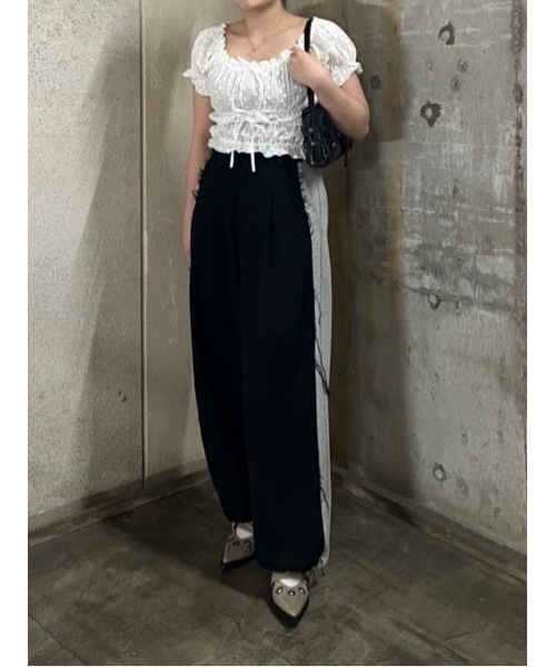 COTTON LACE PUFF SLEEVE TOPS コットン レース パフスリーブ