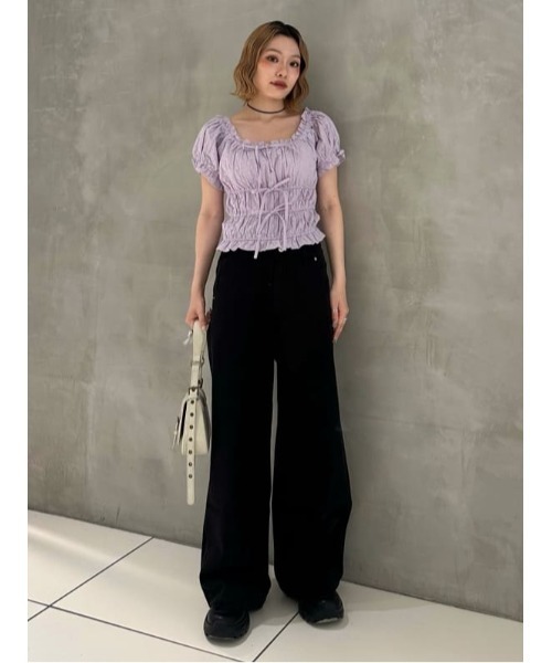 SLY コットン レース パフスリーブ トップス SLY（スライ）の「COTTON LACE PUFF SLEEVE TOPS コットン
