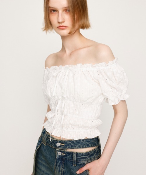SLY COTTON LACE TOPS コットン レース トップス 夏服 半袖 SLY（スライ）の「COTTON LACE TOPS コットン レース トップス