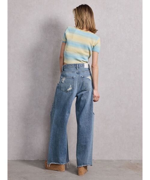 GYDA（ジェイダ）の「ハイウエストSIDE straight line damageワイドデニムパンツ（デニムパンツ・レディース・ブルー/ライトブルー・SMALL/MEDIUM）」の11枚目の写真