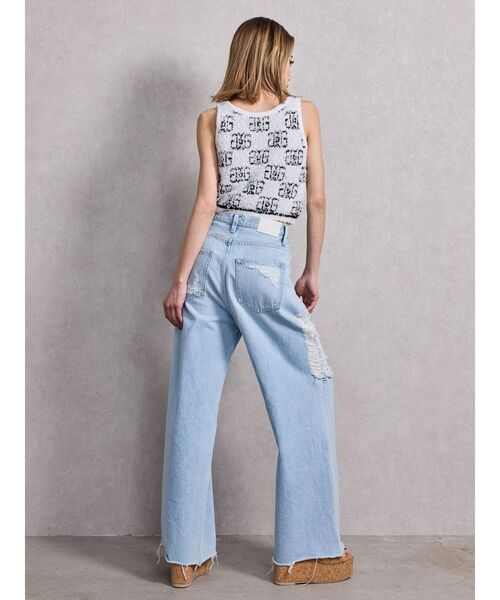 GYDA（ジェイダ）の「ハイウエストSIDE straight line damageワイドデニムパンツ（デニムパンツ・レディース・ブルー/ライトブルー・SMALL/MEDIUM）」の15枚目の写真