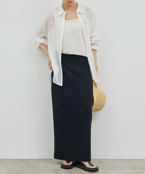 GALLARDAGALANTE（ガリャルダガランテ）の「【セットアップ対応】リブタイトスカート（スカート・レディース・ベージュ/ブラック・FREE）」の2枚目の写真