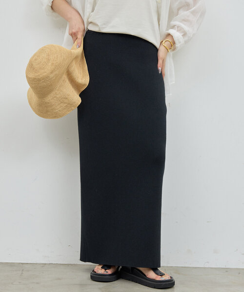GALLARDAGALANTE（ガリャルダガランテ）の「【セットアップ対応】リブタイトスカート（スカート・レディース・ベージュ/ブラック・FREE）」の3枚目の写真