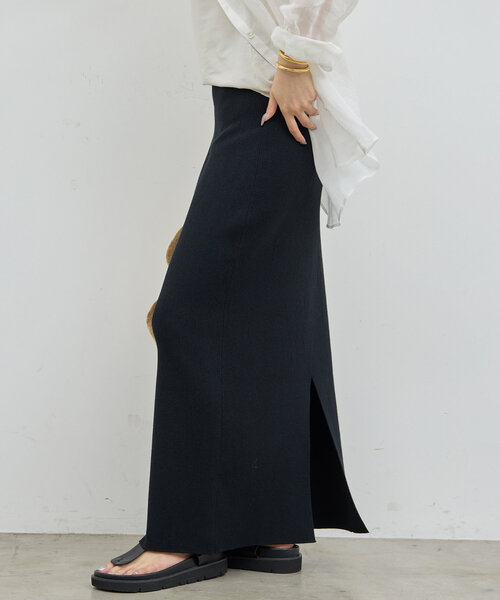 GALLARDAGALANTE（ガリャルダガランテ）の「【セットアップ対応】リブタイトスカート（スカート・レディース・ベージュ/ブラック・FREE）」の4枚目の写真