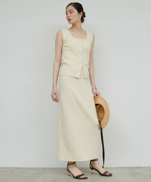 GALLARDAGALANTE（ガリャルダガランテ）の「【セットアップ対応】リブタイトスカート（スカート・レディース・ベージュ/ブラック・FREE）」の15枚目の写真