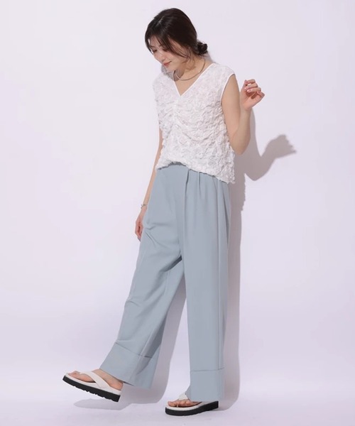 関西有名ブランドマユミJAPAN１５％〜20％ぐらい。L型溝・抜けはいい感じ・ 楽天ランキング1位】 Gradient Dye Floral Embossed Wide Leg