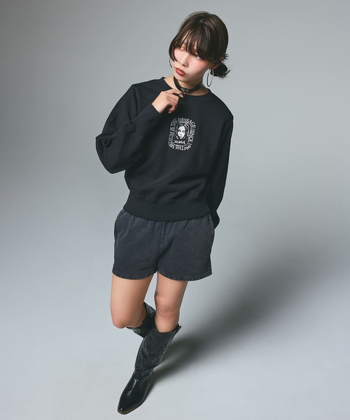 X-girl（エックスガール）の「FADED SWEAT SHORT PANTS（スウェットパンツ・レディース・ブラック/オリーブ/ネイビー・S/M）」の10枚目の写真