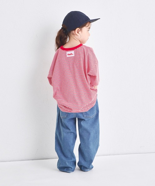 pairmanon(ペアマノン)の「ビックシルエット バックタグ付き 細ボーダー 半袖Tシャツ(Tシャツ/カットソー・キッズ・ブラック/ブルー/レッド/ブラウン・100/110/120/130/140/150/90)」の14枚目の写真