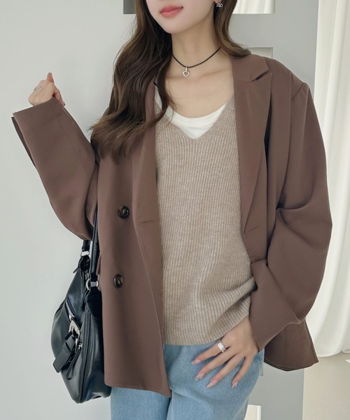 Beststore(ベストストア)の「Vネックニットベスト レディース 重ね着 ゆったり 体型カバー オフィスカジュアル きれいめ ナチュラル(ベスト・レディース・ブラック/アイボリー/ブラウン/ライトグレー/モカ/イエロー・FREE)」の17枚目の写真