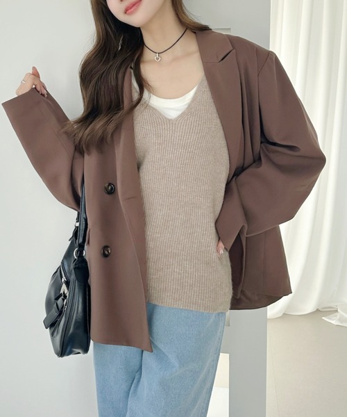 Beststore(ベストストア)の「Vネックニットベスト レディース 重ね着 ゆったり 体型カバー オフィスカジュアル きれいめ ナチュラル(ベスト・レディース・ブラック/アイボリー/ブラウン/ライトグレー/モカ/イエロー・FREE)」の18枚目の写真