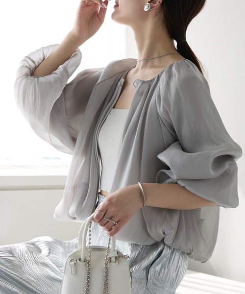 PREFERIR(プレフェリール)の「結婚式 お呼ばれ ボリュームスリーブ ボレロ(M.L,XL)(カーディガン/ボレロ・レディース・ブラック/グレー/ベージュ・FREE/LARGE/X-LARGE)」の19枚目の写真