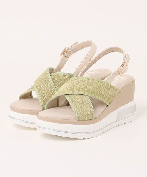 kitson（キットソン）の「kitson キラキラ クロスベルトバックストラップ 厚底サンダル /hsky（サンダル・レディース・ブラック/ベージュ/ライム・MEDIUM/LARGE/X-LARGE/SMALL）」の3枚目の写真