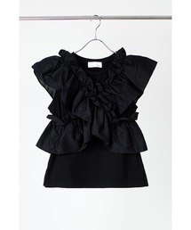 Mewl（ミュール）の「【 Mewl / ミュール 】マルチWAYストライプフリルトップス（Tシャツ/カットソー）」