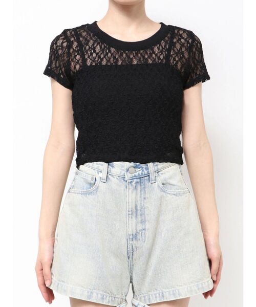 EMODA(エモダ)の「レース2ピーストップ(Tシャツ/カットソー・レディース・ホワイト/グレー/ブラック・FREE)」の4枚目の写真