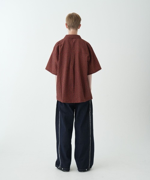 OFF WHITE♡ ブラック Fresco サッカーシャツ ドローコードシアサッカーシャツ（シャツ/ブラウス）｜Gaphos
