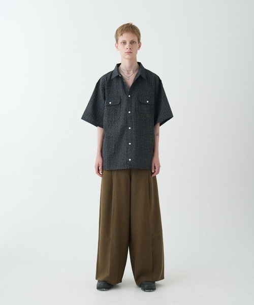 OFF WHITE♡ ブラック Fresco サッカーシャツ ドローコードシアサッカーシャツ(シャツ/ブラウス)|Gaphos