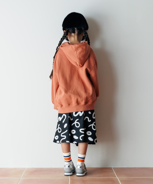 MAKE YOUR DAY（メイクユアデイ）の「毎日コツコツプリント裏毛フーディ■80～140cm（パーカー・キッズ・グリーン/オレンジ・130/140/80/120/110/100/90）」の10枚目の写真