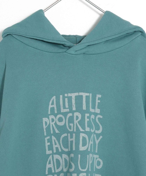 MAKE YOUR DAY（メイクユアデイ）の「毎日コツコツプリント裏毛フーディ■80～140cm（パーカー・キッズ・グリーン/オレンジ・130/140/80/120/110/100/90）」の11枚目の写真