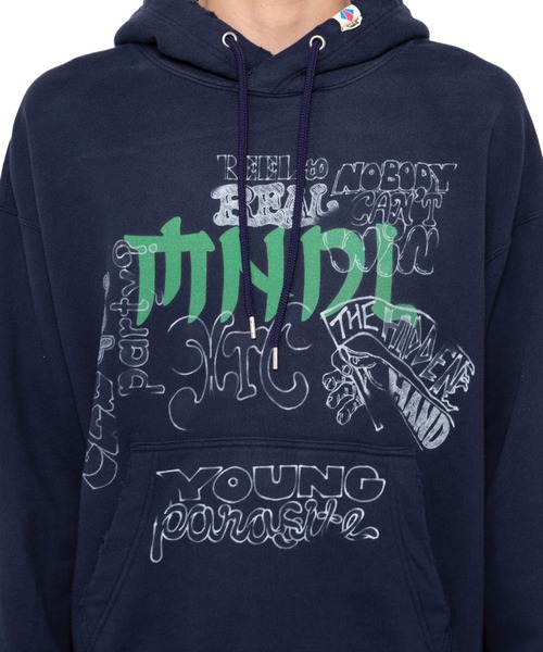 Mendrill(メンドリル)の「Mendrill X GS. Distressed Hoodie(スウェット・メンズ・グレー/ブラック/ネイビー・50/48/46/44)」の11枚目の写真