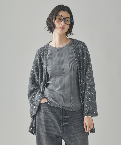 【極美品】Curensology スパングルショートカーディガン　ブラウン 極美品】Curensology スパングルショートカーディガン ブラウン