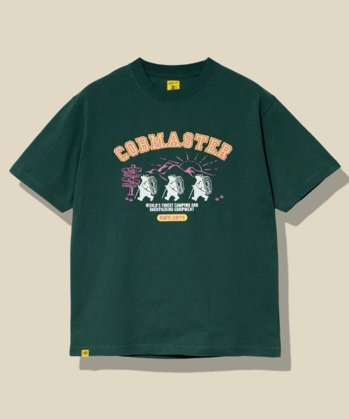 go slow caravan(ゴースローキャラバン)の「COBMASTER/コブマスター 吸水速乾天竺 ベーシックTEE(ハイキングベアー)(Tシャツ/カットソー・メンズ・ダークグリーン/ブラック/ホワイト・MEDIUM/LARGE/X-LARGE)」の1枚目の写真