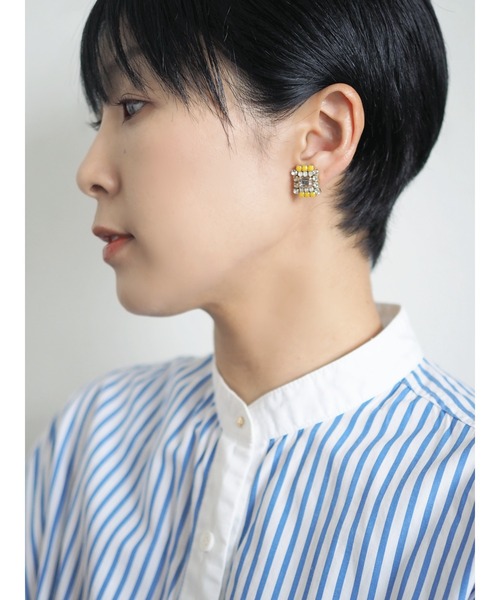 tone(トーン)の「【kanade】カラーストーンビジューピアス(MA)(ピアス(両耳用)・レディース・ピンク/イエロー・FREE)」の5枚目の写真
