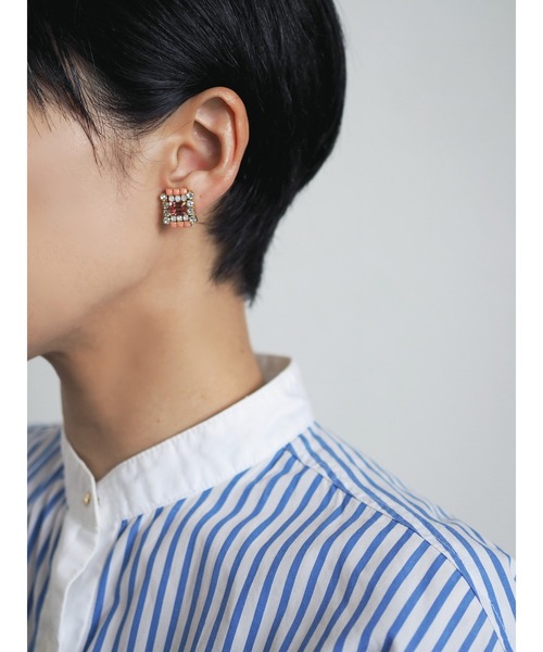 tone(トーン)の「【kanade】カラーストーンビジューピアス(MA)(ピアス(両耳用)・レディース・ピンク/イエロー・FREE)」の4枚目の写真