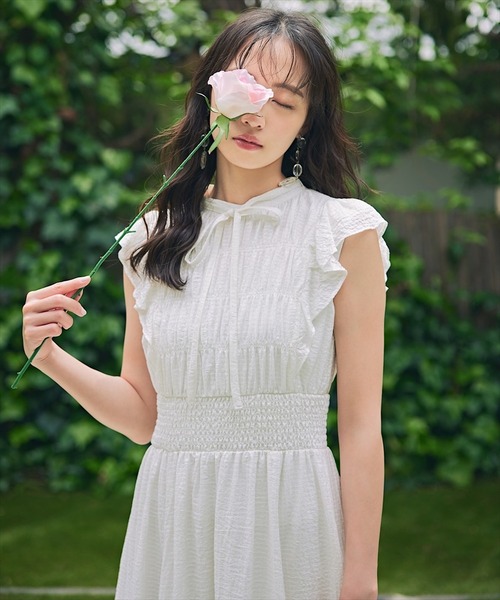 SWINGLE（スウィングル）の「【6/6(FRI)10:00予約開始】サッカーチェックシャーリングワンピース（ワンピース・レディース・ブラック/オフホワイト/イエロー・FREE）」の7枚目の写真