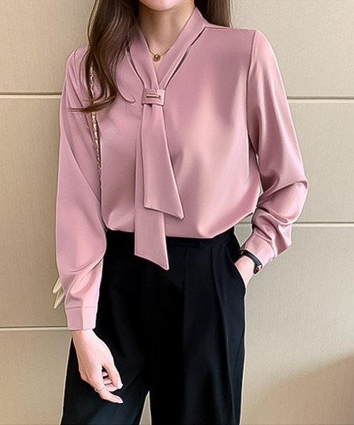 blackdia ocean(ブラックダイヤオーシャン)の「blackdia ocean メタルバー ボウタイブラウス(シャツ/ブラウス・レディース・ブルー/ピンク/ホワイト・MEDIUM/LARGE)」の7枚目の写真