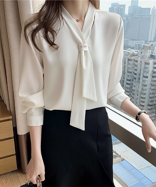 blackdia ocean(ブラックダイヤオーシャン)の「blackdia ocean メタルバー ボウタイブラウス(シャツ/ブラウス・レディース・ブルー/ピンク/ホワイト・MEDIUM/LARGE)」の16枚目の写真