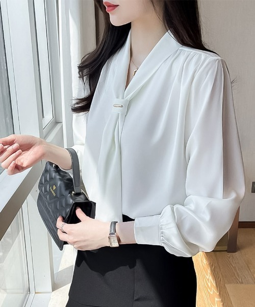blackdia ocean(ブラックダイヤオーシャン)の「blackdia ocean メタルバー ボウタイブラウス(シャツ/ブラウス・レディース・ブルー/ピンク/ホワイト・MEDIUM/LARGE)」の20枚目の写真