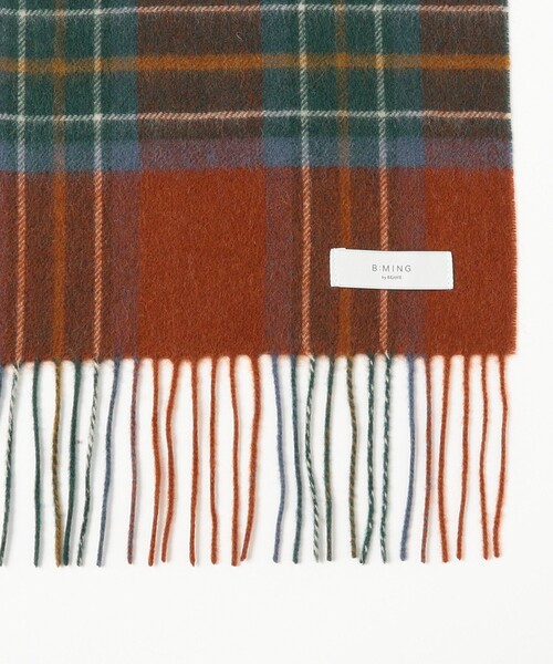 B:MING by BEAMS（ビーミングバイビームス）の「ウール チェック マフラー（ユニセックス）（マフラー・メンズ・ブラウン/ネイビー・ONE SIZE）」の6枚目の写真