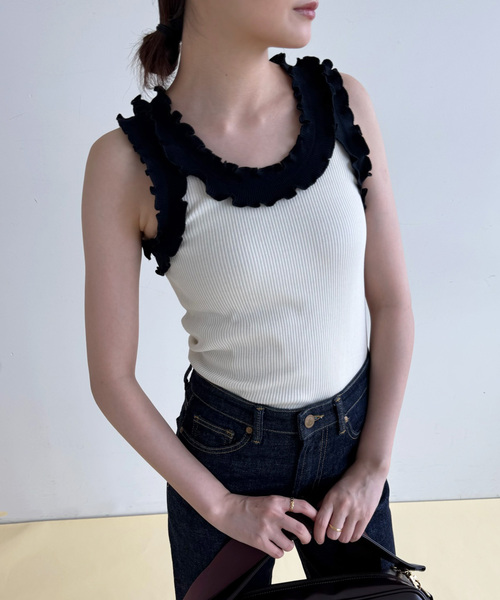EDIT. FOR LULU（エディットフォールル）の「【OPERA SPORT/オペラスポーツ】フリルタンクトップ（Tシャツ/カットソー・レディース・ホワイト・SMALL）」の6枚目の写真