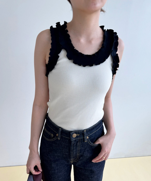 EDIT. FOR LULU（エディットフォールル）の「【OPERA SPORT/オペラスポーツ】フリルタンクトップ（Tシャツ/カットソー・レディース・ホワイト・SMALL）」の7枚目の写真