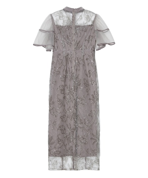 セール】【LEJA】スパンコールフラワーIラインワンピースドレス