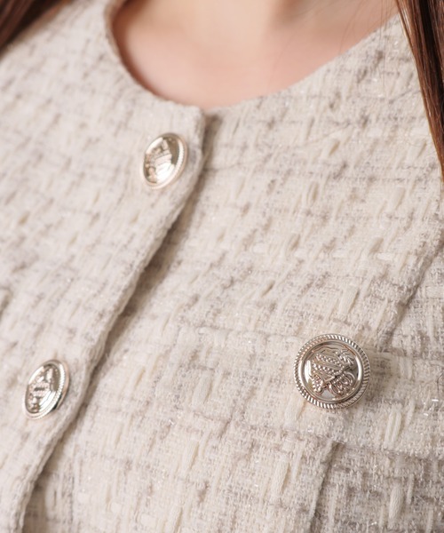 LIPSERVICE（リップサービス）の「ファースリーブツイードクロップドジャケット（テーラードジャケット・レディース・アイボリー/その他1/その他2・S/M）」の6枚目の写真