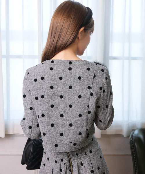 リップサービス ファースリーブツイードクロップドジャケット M リップサービス LIP SERVICE ファースリーブツイードクロップド