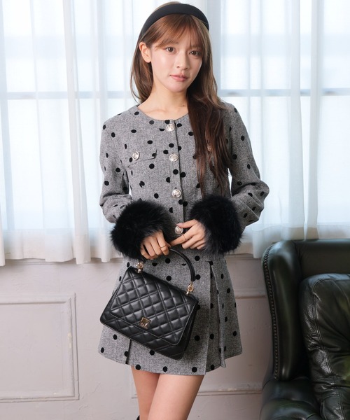 リップサービス ファースリーブツイードクロップドジャケット M ファースリーブツイードクロップドジャケット（テーラード