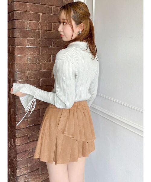 dazzlin（ダズリン）の「【WEB限定カラーあり】アイレットスリーブニットトップス（ニット/セーター・レディース・ブラウン/ネイビー/グレー/アイボリー/ブラック・FREE）」の7枚目の写真