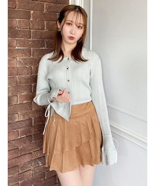 dazzlin（ダズリン）の「【WEB限定カラーあり】アイレットスリーブニットトップス（ニット/セーター・レディース・ブラウン/ネイビー/グレー/アイボリー/ブラック・FREE）」の8枚目の写真