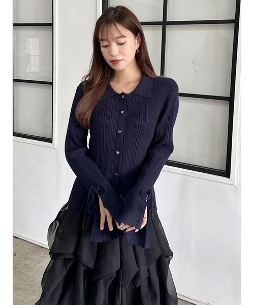 dazzlin（ダズリン）の「【WEB限定カラーあり】アイレットスリーブニットトップス（ニット/セーター・レディース・ブラウン/ネイビー/グレー/アイボリー/ブラック・FREE）」の10枚目の写真